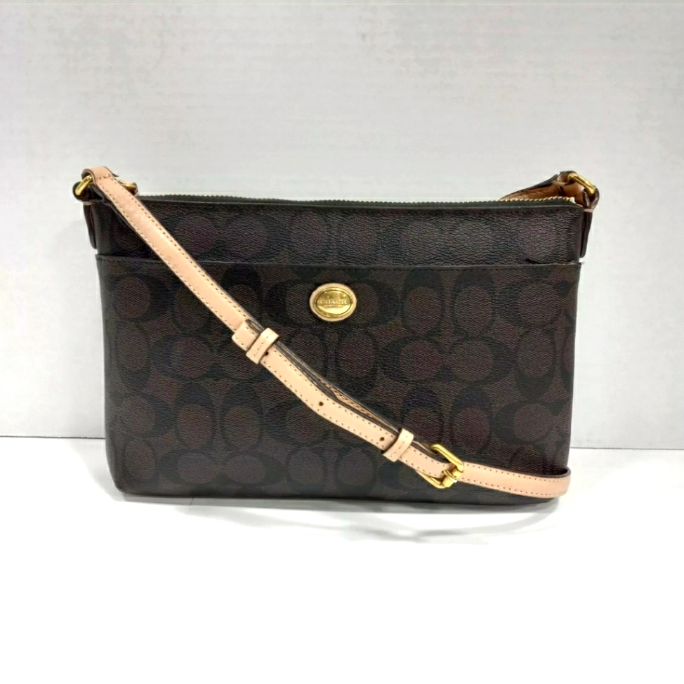 Coach Designer Signature East West Pop Up Crossbody Purse Handbag